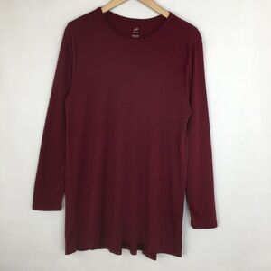 J. Jill Perfect Pima Cotton Tunic Top Long Sleeve T-Shirt Women’s Size L Maroon